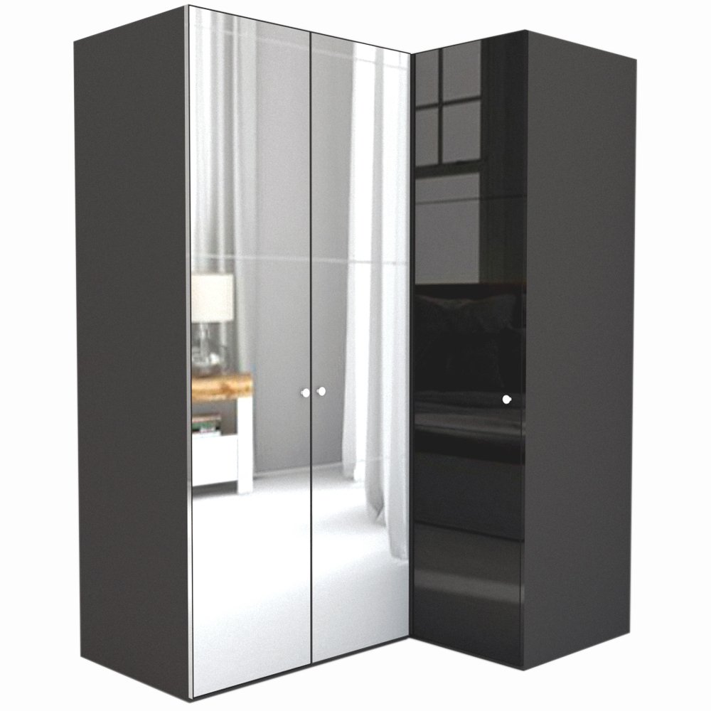 Dulap de Colt LEX Model B 170-117-218 GRI/OGLINDA/NEGRU LUCIOS