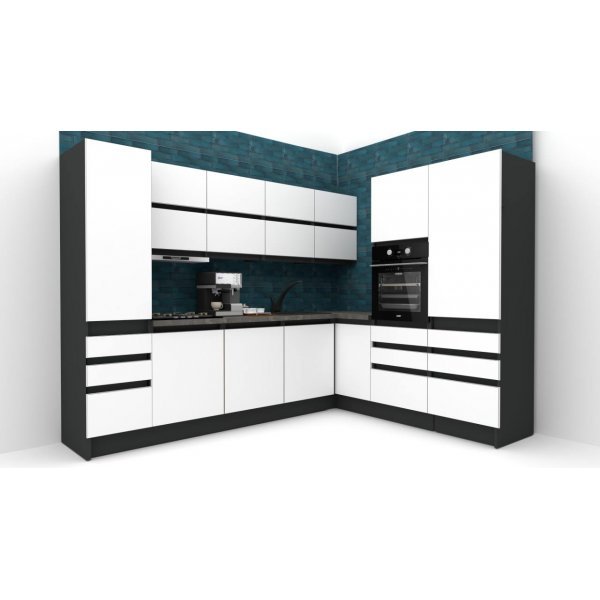 Bucatarie de colt FOLLOW 225-285 207 FRONT PAL  0164 / decor Alb