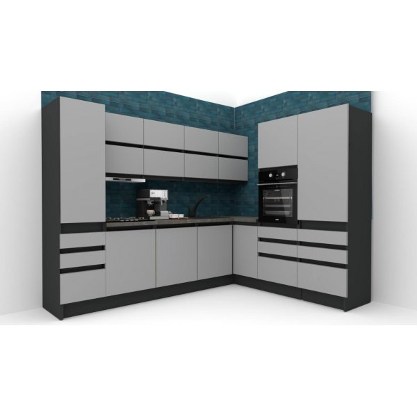 Bucatarie de colt FOLLOW 225-285 207 FRONT PAL  0164 / decor Gri