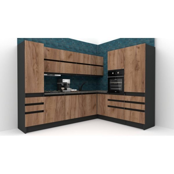 Bucatarie de colt FOLLOW 225-285 207 FRONT PAL  0164 / decor K004