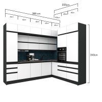 Bucatarie de colt FOLLOW 225-285 243 FRONT PAL  0164 / decor Alb
