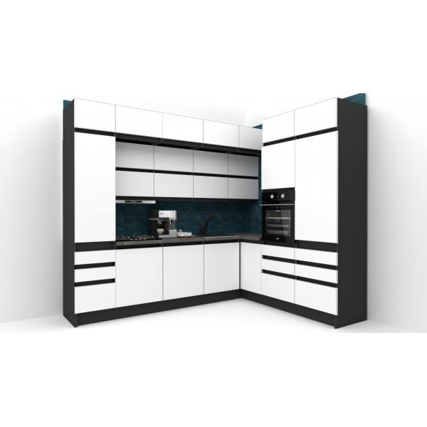 Bucatarie de colt FOLLOW 225-285 243 FRONT PAL  0164 / decor Alb