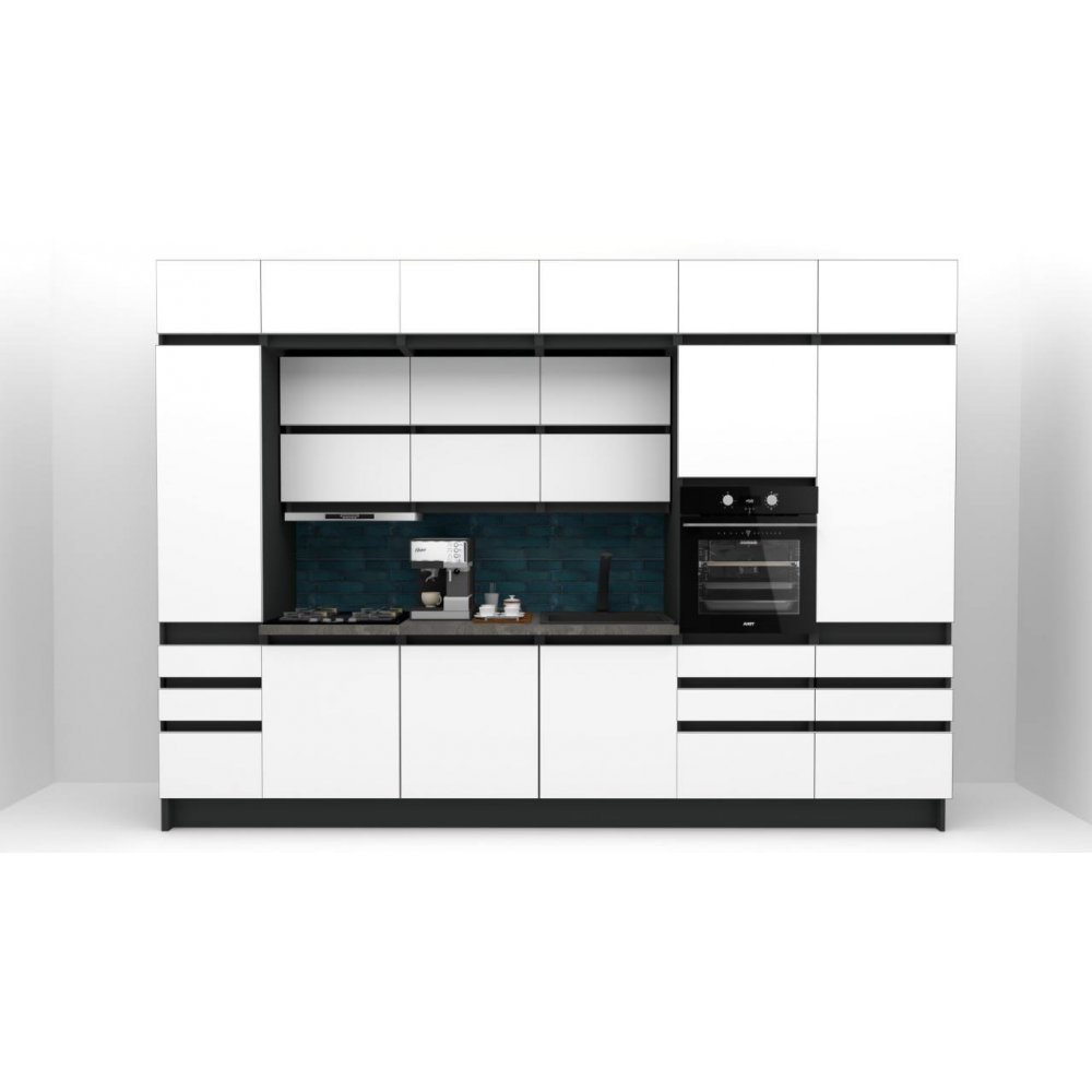 Bucatarie de colt FOLLOW 345-243 FRONT PAL  0164 / decor Alb