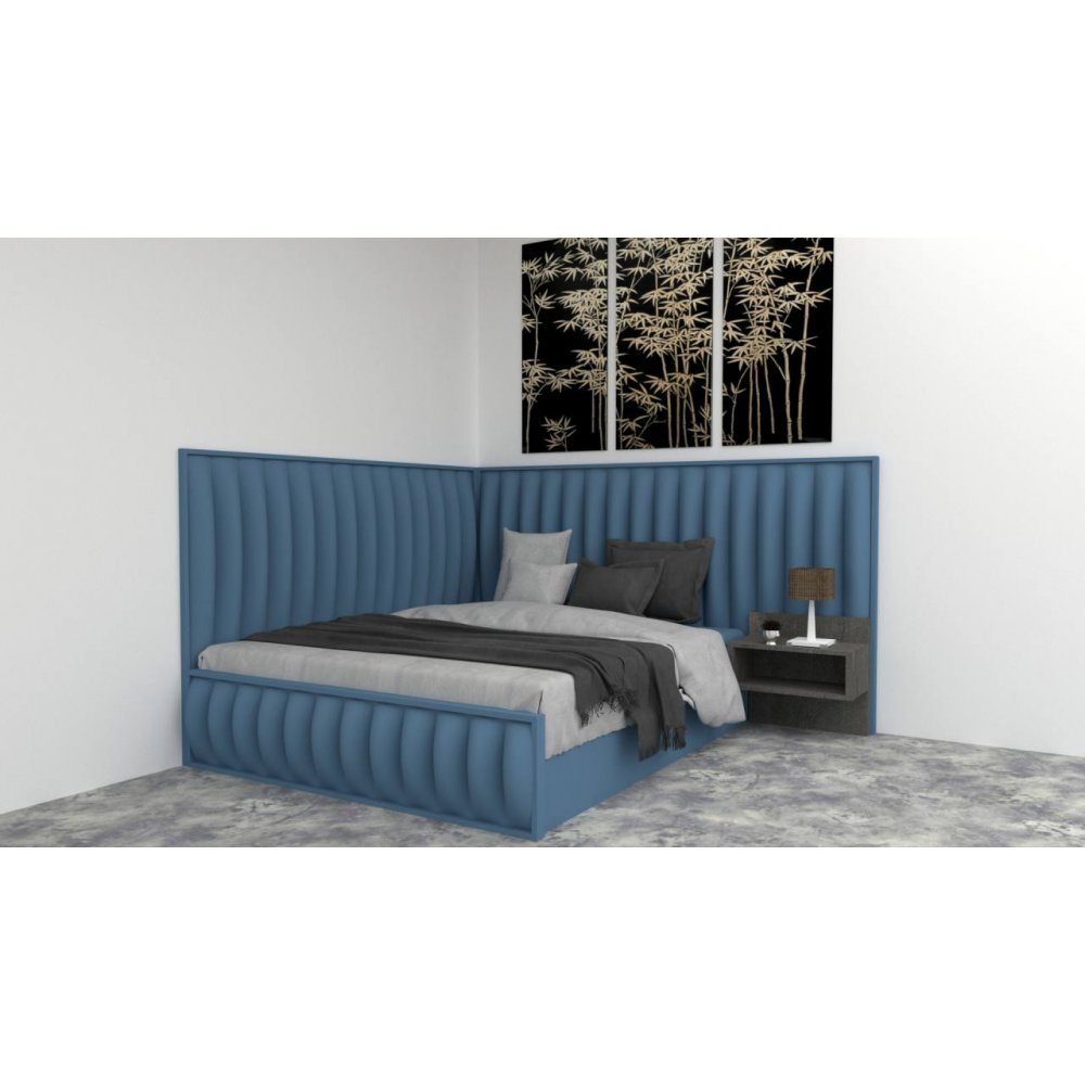 Pat Tapitat de Colt DIVINO 160 ST fara noptiere, Aura 12 Pat Tapitat de Colt DIVINO 160 ST fara noptiere, Aura 12