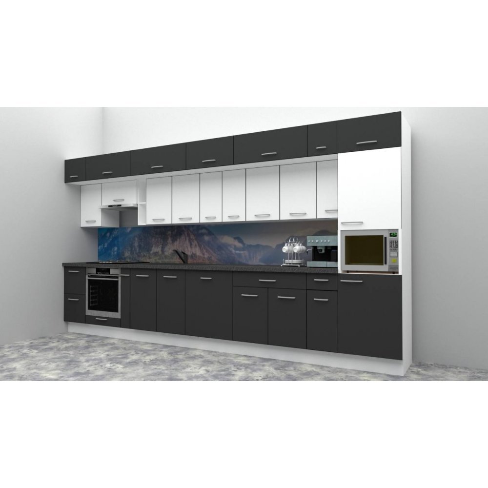 Bucatarie BIGMAR 420 Alb / Decor Alb/Gri -comanda Doina