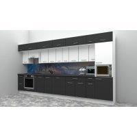 Bucatarie BIGMAR 420 Alb / Decor Alb/Gri -comanda Doina