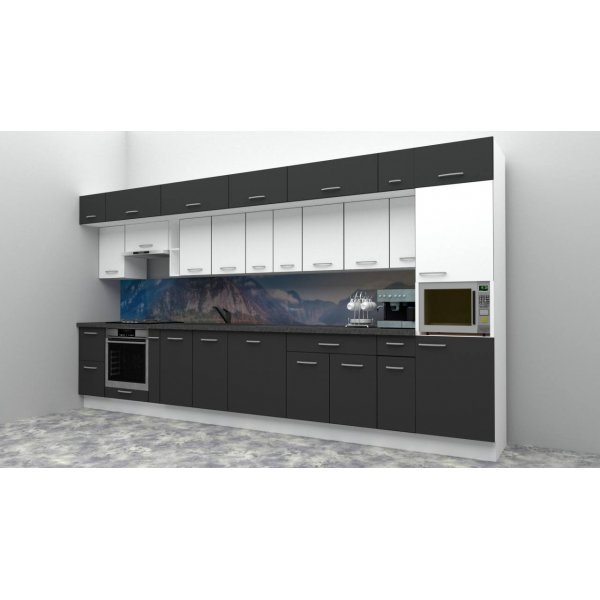 Bucatarie BIGMAR 420 Alb / Decor Alb/Gri -comanda Doina