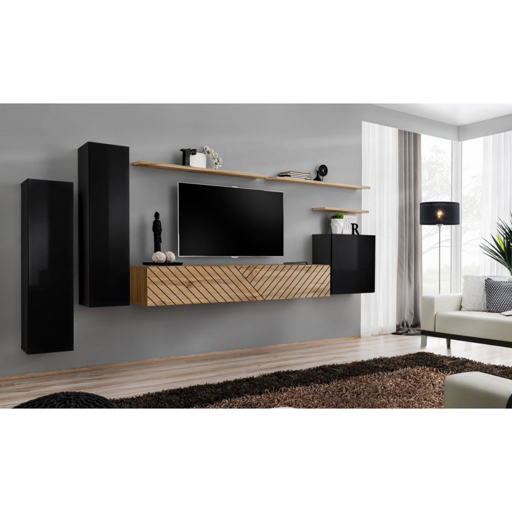 Living SWITCH LAMEL 1 SWTL SW 1 Genarom AM Negru Lucios / Stejar Wotan Lamel