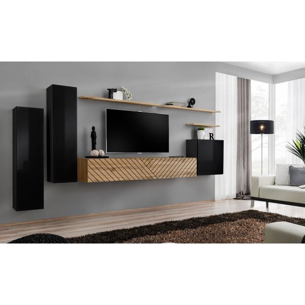 Living SWITCH LAMEL 1 SWTL SW 1 Genarom AM Negru Lucios / Stejar Wotan Lamel
