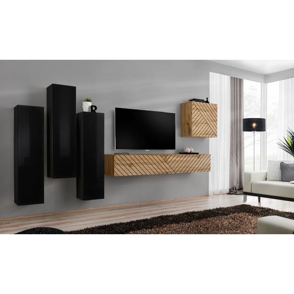 Living SWITCH LAMEL 3 SWTL SW 3 Genarom AM Negru Lucios / Stejar Wotan Lamel