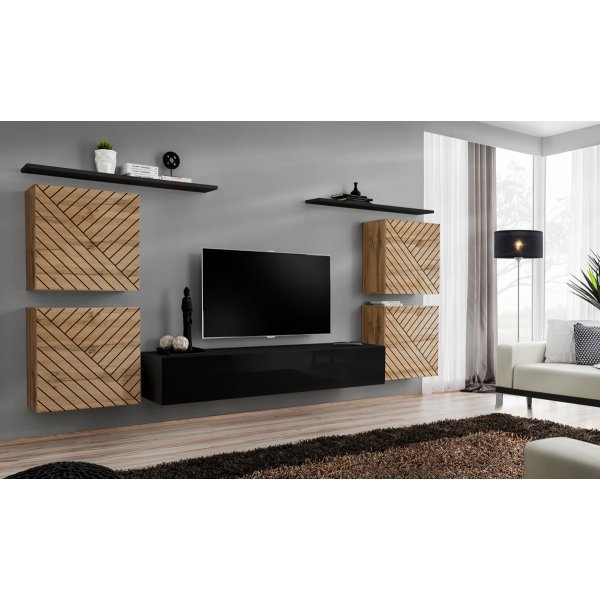 Living SWITCH LAMEL 4 WTSL SW 4 Genarom AM Stejar Wotan Lamel / Negru Lucios