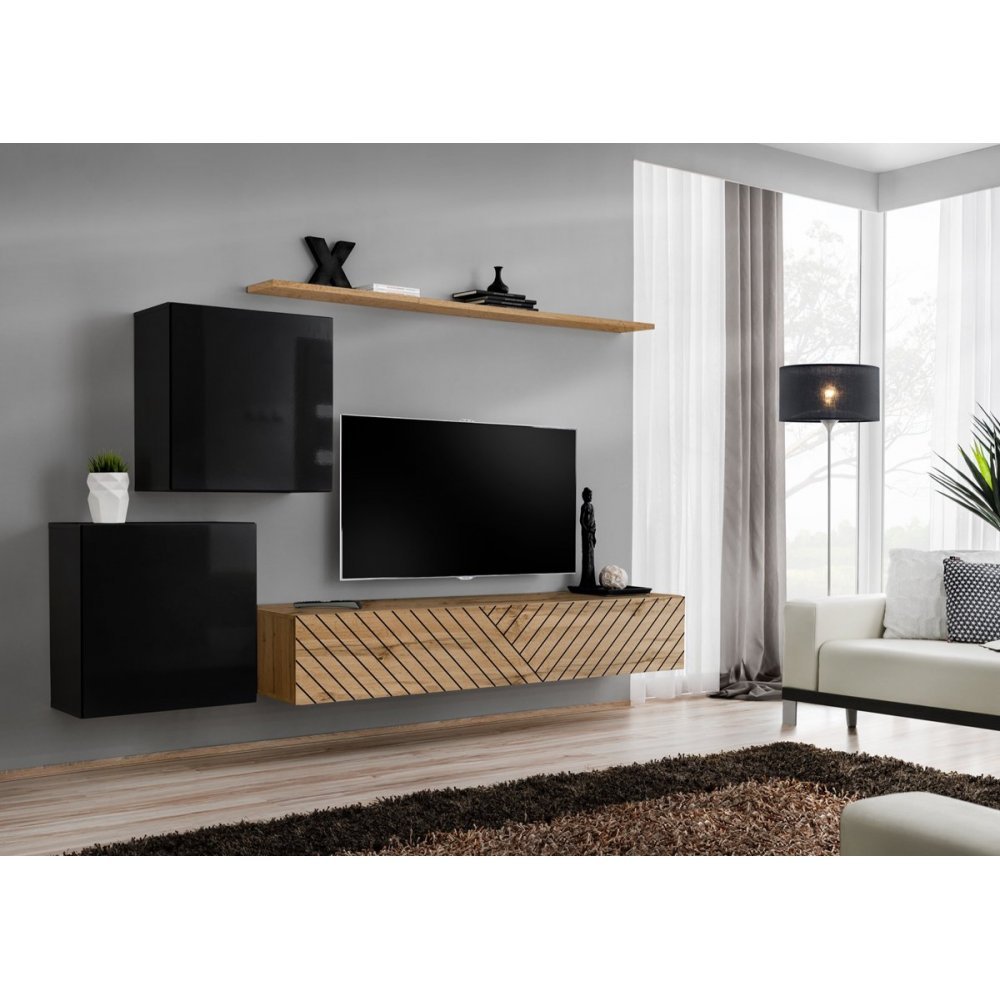 Living SWITCH LAMEL 5 SWTL SW 5 Genarom AM Negru Lucios / Stejar Wotan Lamel