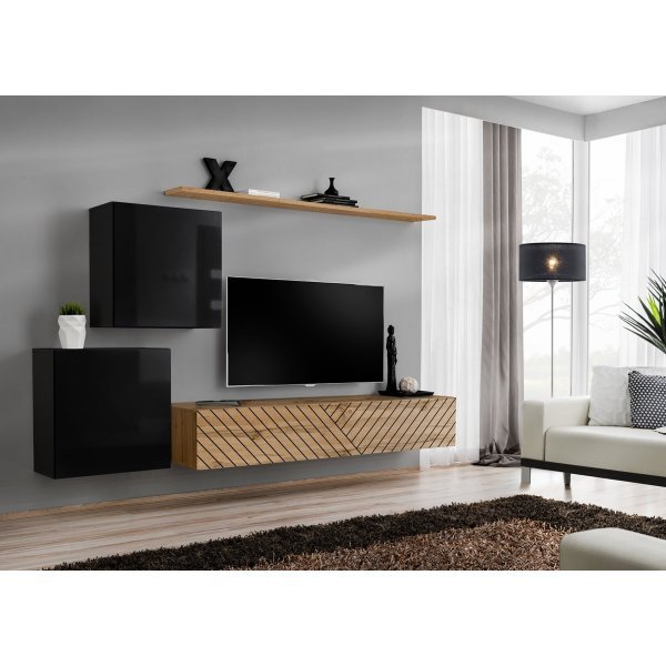 Living SWITCH LAMEL 5 SWTL SW 5 Genarom AM Negru Lucios / Stejar Wotan Lamel