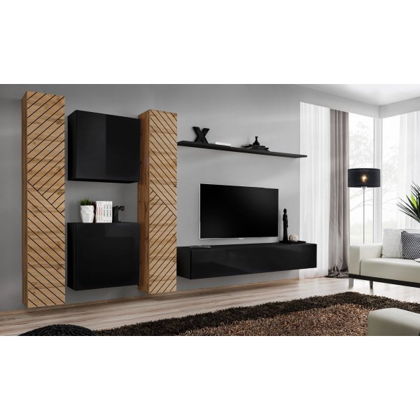 Living SWITCH LAMEL 6 WTSL SW 6 Genarom AM Stejar Wotan Lamel / Negru Lucios