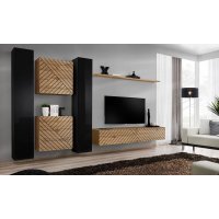 Living SWITCH LAMEL 6 WWTL SW 6 Genarom AM Negru Lucios / Stejar Wotan Lamel