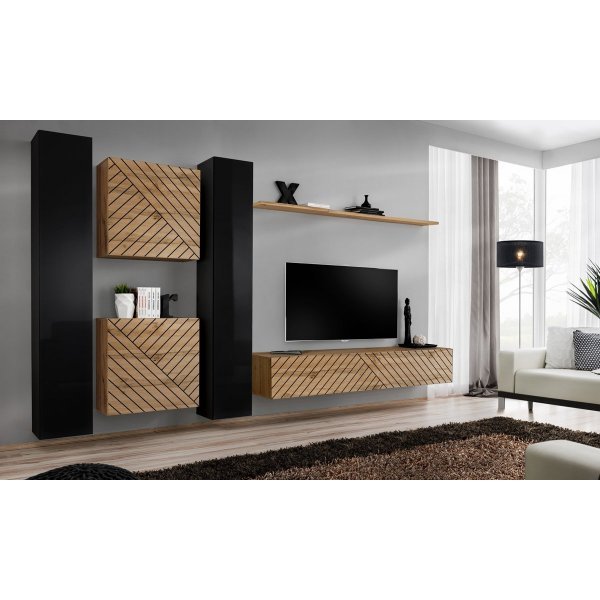Living SWITCH LAMEL 6 WWTL SW 6 Genarom AM Negru Lucios / Stejar Wotan Lamel