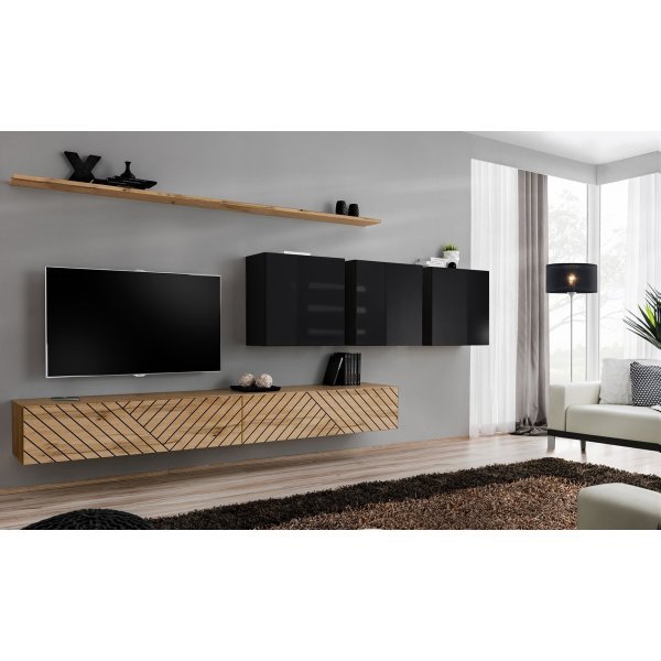 Living SWITCH LAMEL 7 WTSL SW 7 Genarom AM Stejar Wotan Lamel / Negru Lucios