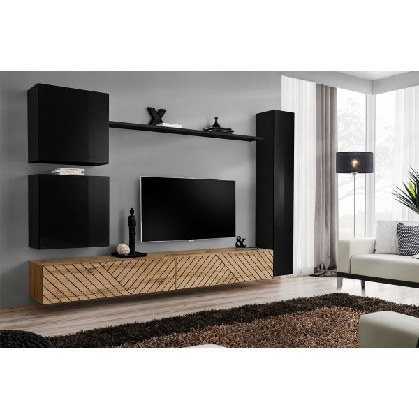 Living SWITCH LAMEL 8 SWTL SW 8 Genarom AM Negru Lucios / Stejar Wotan Lamel
