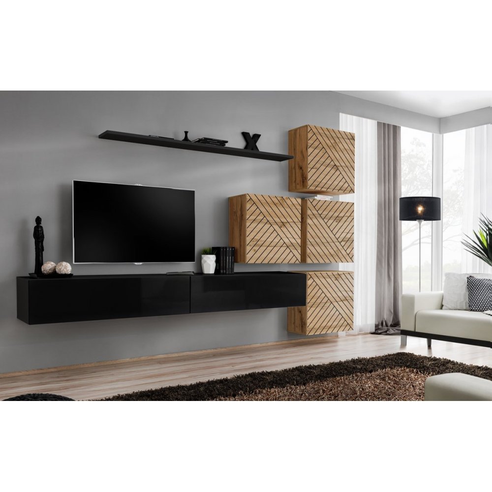 Living SWITCH LAMEL 9 SWTL SW 9 Genarom AM Negru Lucios / Stejar Wotan Lamel