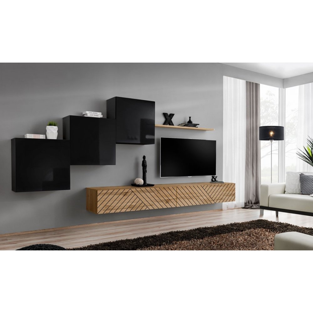 Living SWITCH LAMEL 10 SWTL SW 10 Genarom AM Negru Lucios / Stejar Wotan Lamel