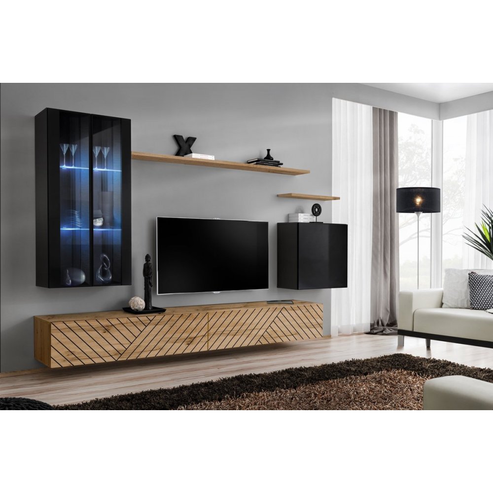 Living SWITCH LAMEL 12 SWTL SW 12 Genarom AM Negru Lucios / Stejar Wotan Lamel