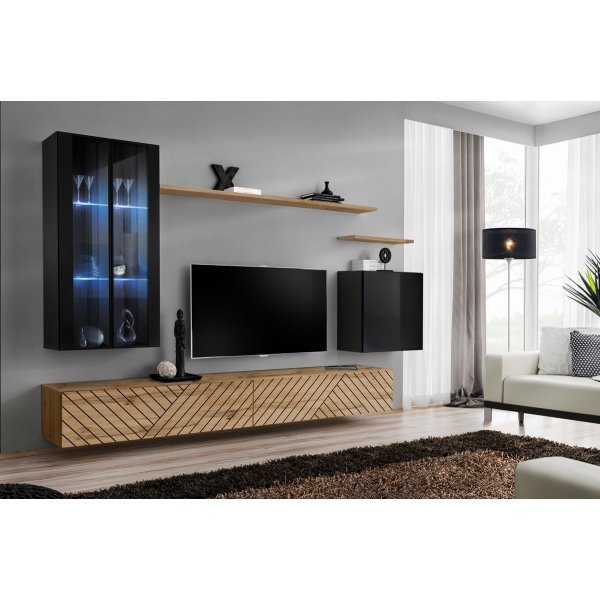 Living SWITCH LAMEL 12 SWTL SW 12 Genarom AM Negru Lucios / Stejar Wotan Lamel