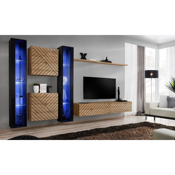 Living SWITCH LAMEL 16 SWTL SW 16 Genarom AM Negru Lucios / Stejar Wotan Lamel