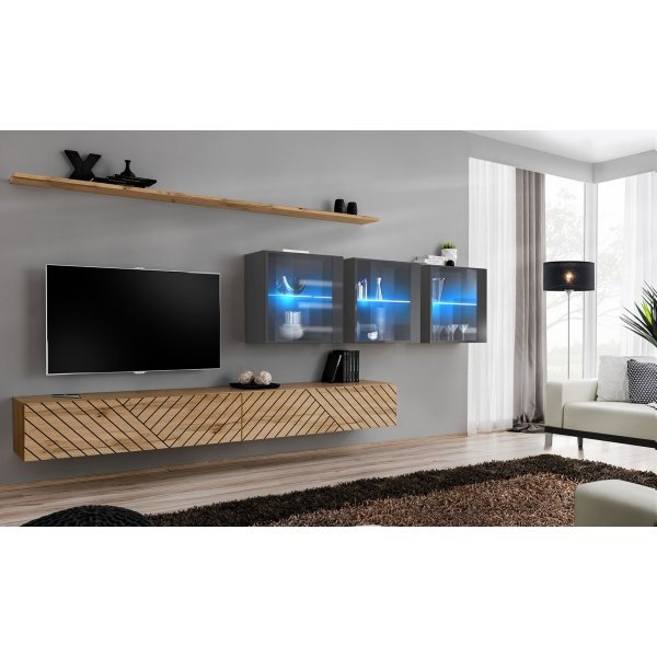 Living SWITCH LAMEL 17 WTGL SW 17 Genarom AM Stejar Wotan Lamel / Negru Lucios
