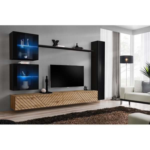 Living SWITCH LAMEL 18 SWTL SW 18 Genarom AM Negru Lucios / Stejar Wotan Lamel