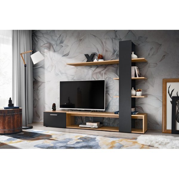 Living ECO WTZ EC Genarom AM Negru Mat / Stejar Wotan