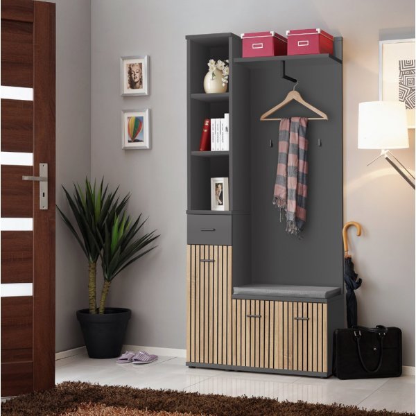 Set Cuier MARCO I ANAS MC1 FARA PERNA Genarom AM Antracyt / Stejar Artisan Lamel
