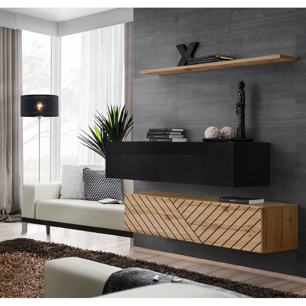 Living SWITCH LAMEL SB II SWTL SW SB2 Genarom AM Negru Lucios / Stejar Wotan Lamel
