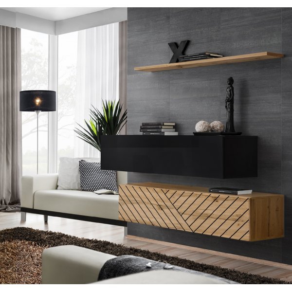 Living SWITCH LAMEL SB II SWTL SW SB2 Genarom AM Negru Lucios / Stejar Wotan Lamel