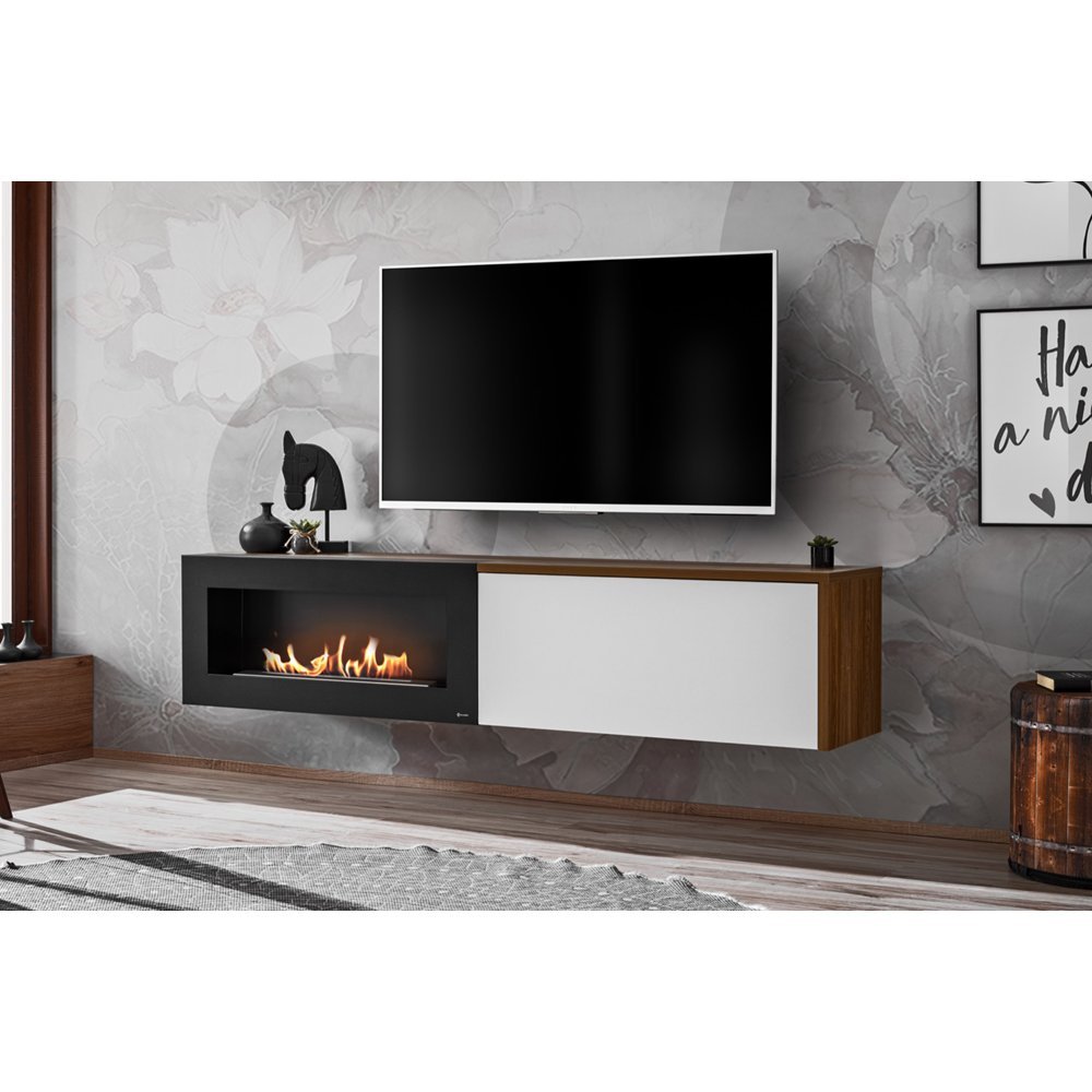Comoda TV DALLAS B RSW DLB 31 Genarom AM Alb / Stejar Sterling