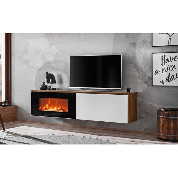Comoda TV DALLAS E RSW DLE 32 Genarom AM Alb / Stejar Sterling